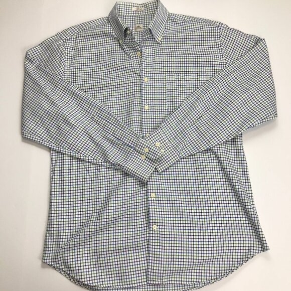 Peter Millar Men Large 100% Cotton White Multi-Color Plaid Shirt - Picture 2 of 6